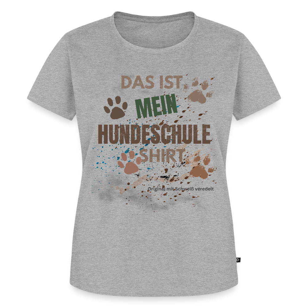 Das ist mein Hundeschule Shirt mit Pfotenabdrücken und Spritzern lustiges Frauen  T-Shirt - Grau meliert