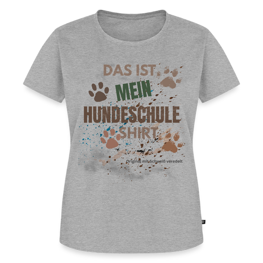 Das ist mein Hundeschule Shirt mit Pfotenabdrücken und Spritzern lustiges Frauen  T-Shirt - Grau meliert