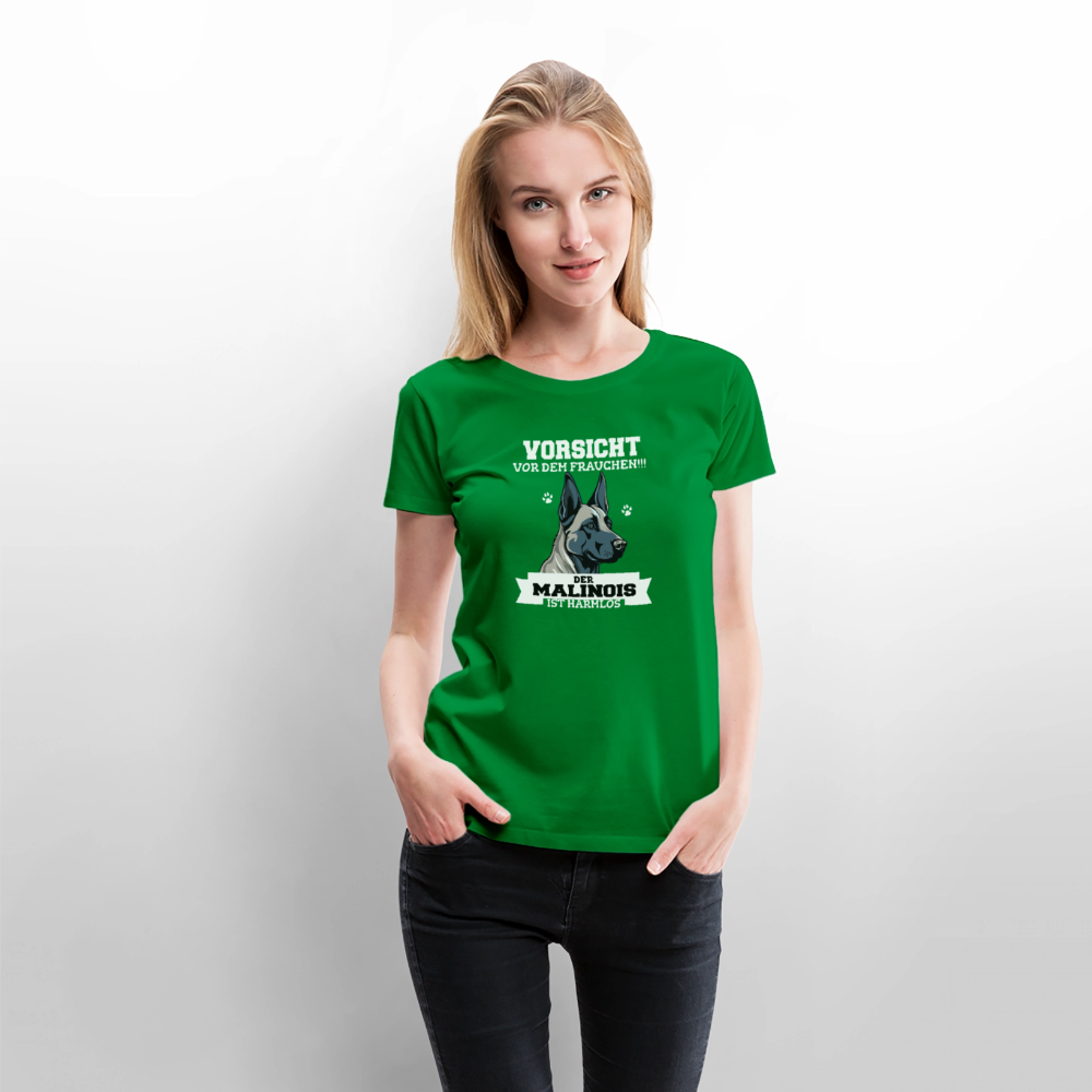 Vorsicht vor dem Frauchen der Malinois ist harmlos Frauen Premium Bio T-Shirt - Grün