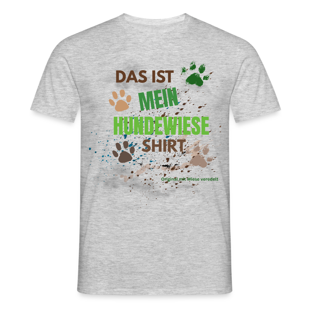 Das ist mein Hundewiese Shirt mit Pfotenabdrücken und Spritzern lustiges Frauen  T-Shirt - Grau meliert