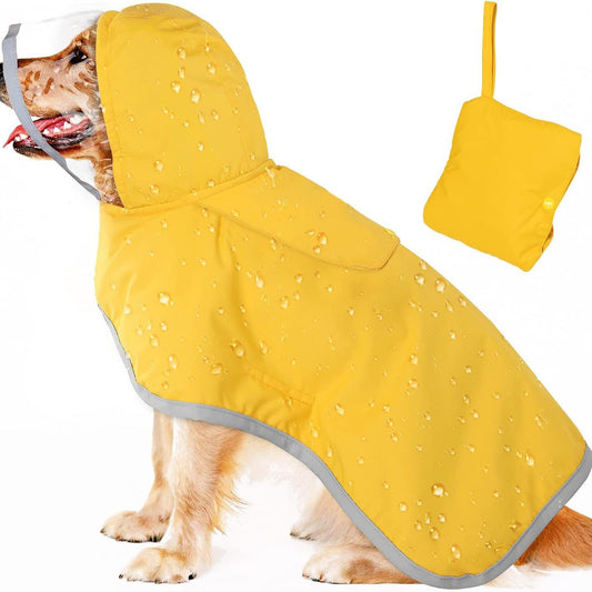 Hunde Regenmantel waterproofed, atmungsaktiv Regenjacke für kleine und mittelgroße Hunde mit Kapuze und Aufbewahrungstäschchen